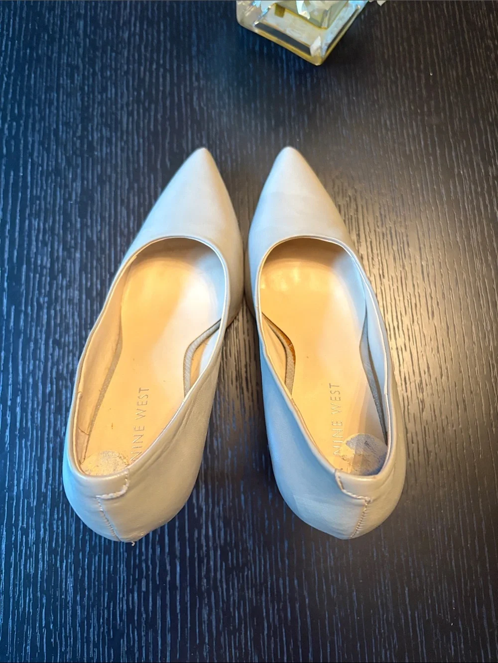 Nine West Gray- Taupe Pointed-Toe Leather Pumps - Picture 4 of 4